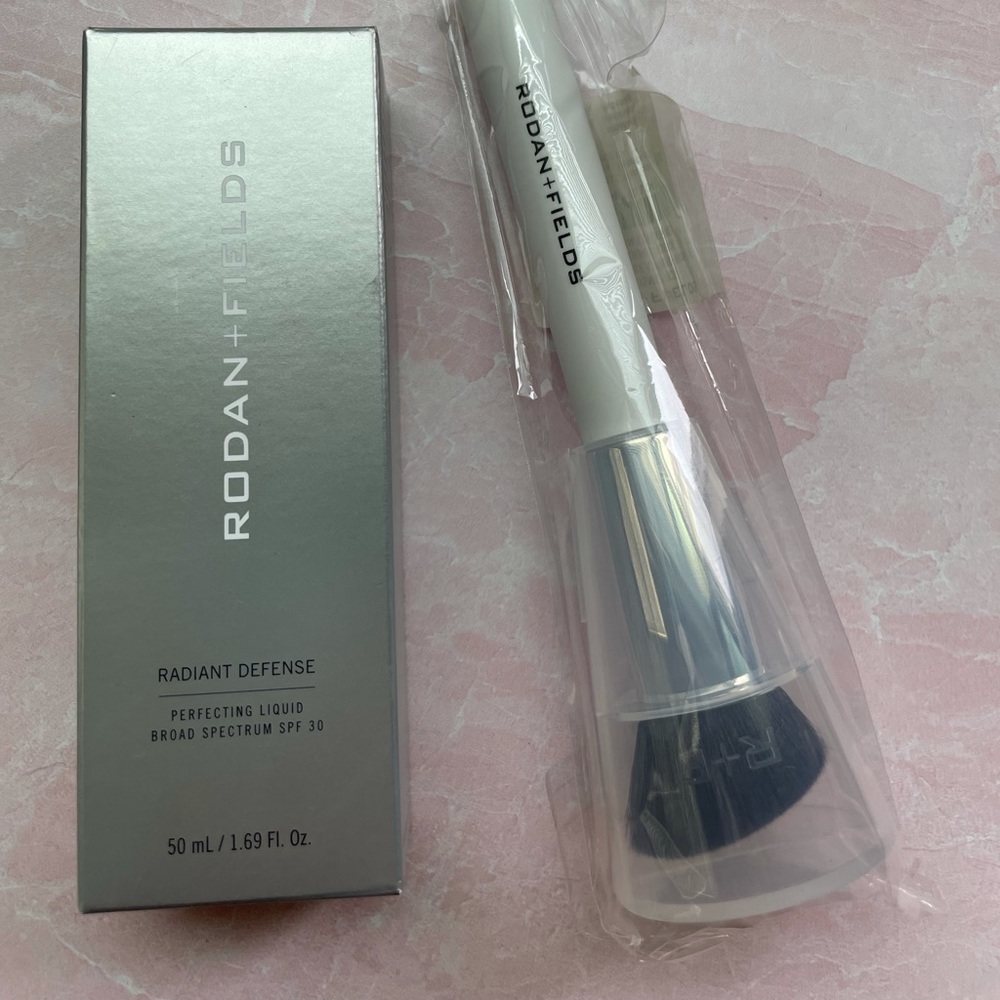 Rodan & Fields New Radiant Defense Sand with make up brush
